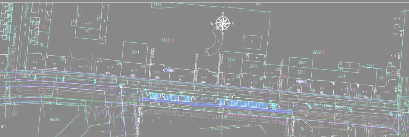 Dokumentacja projektowa CAD — projekt drogi z oznakowaniem